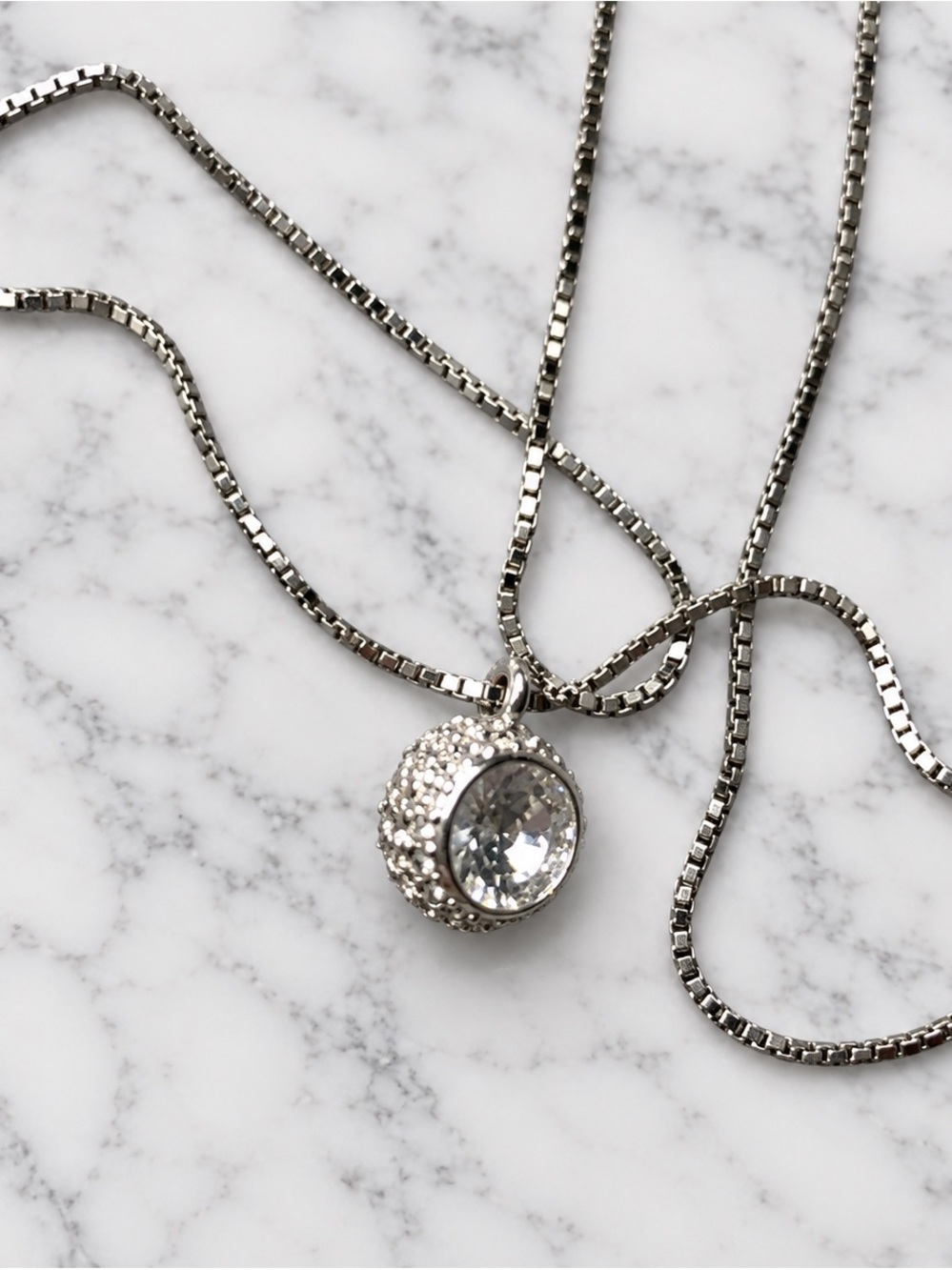 Swarovski Silver Crystal Pendant Necklace - Women Jewelry